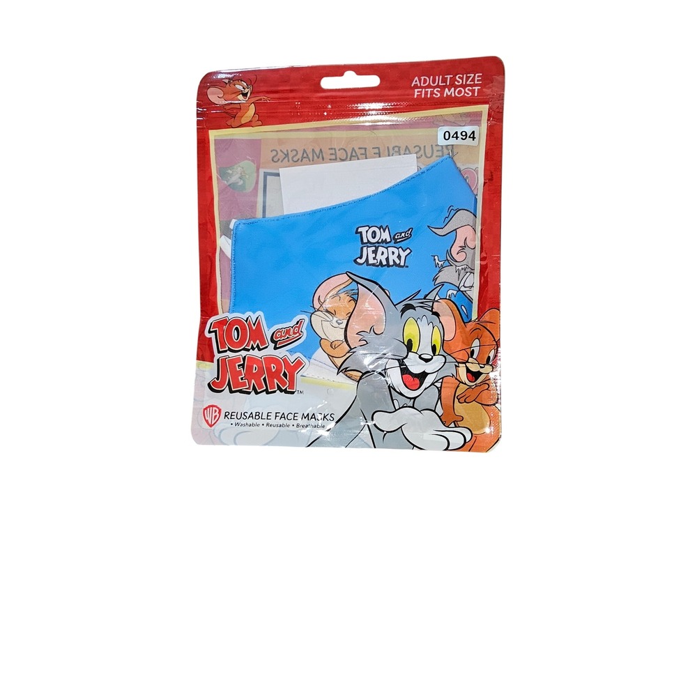Tom and Jerry Reusable Face Mask Blue Warner Bros Cartoon Adult Washable 494,495